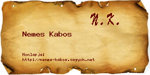 Nemes Kabos névjegykártya